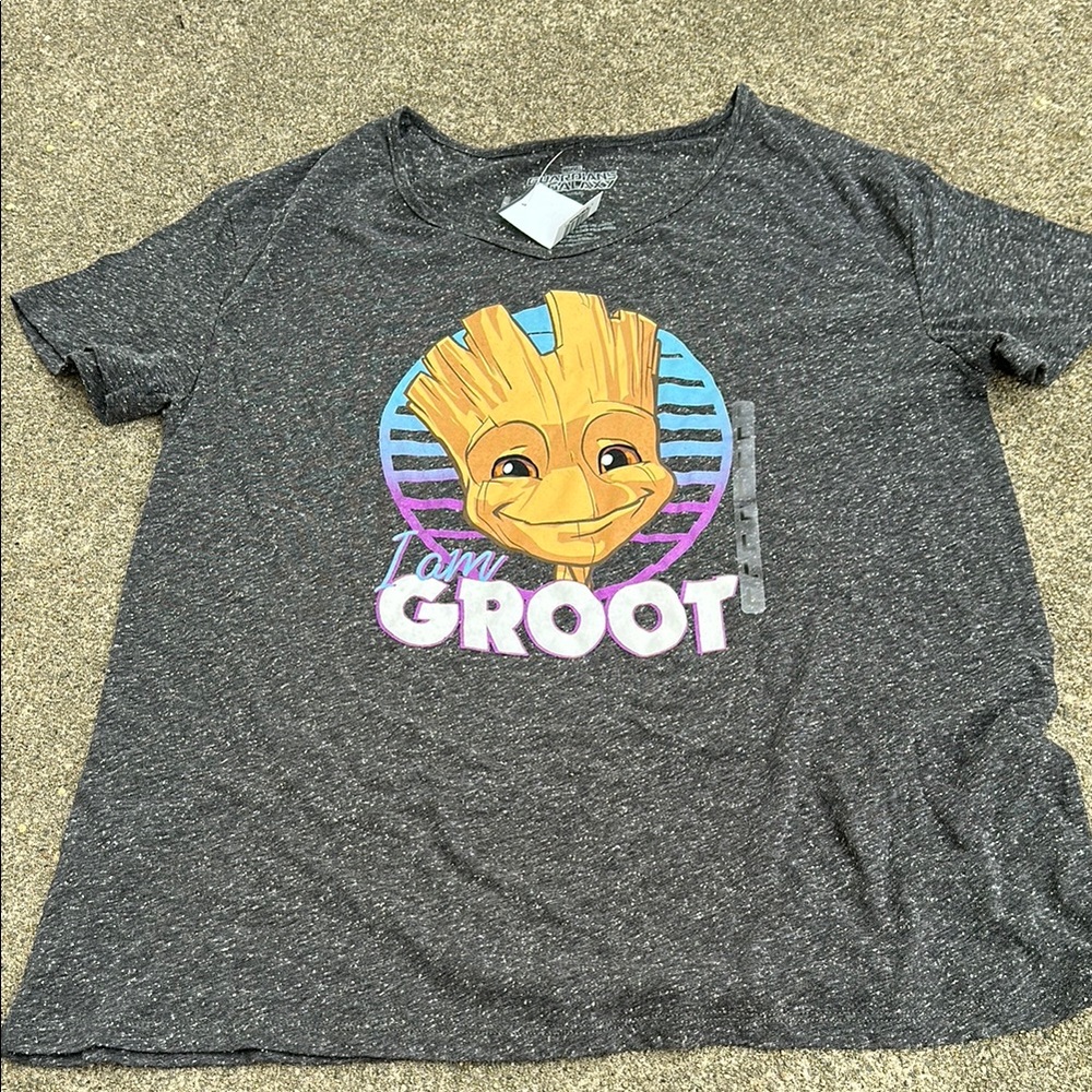 Marvel Gray Baby Groot Short Sleeve Tee size large